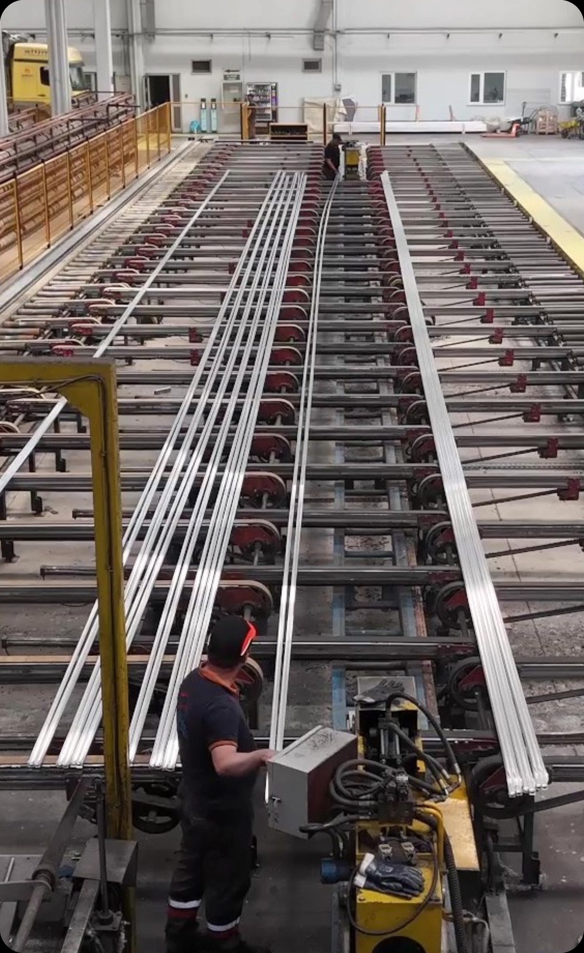 Aluminum extrusion production line inside Alfella's manufacturing facility