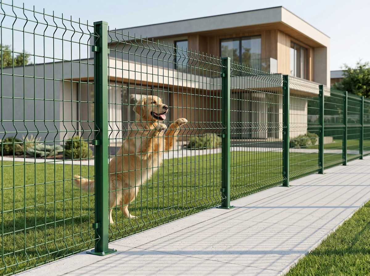 Dog protected by an aluminum fence