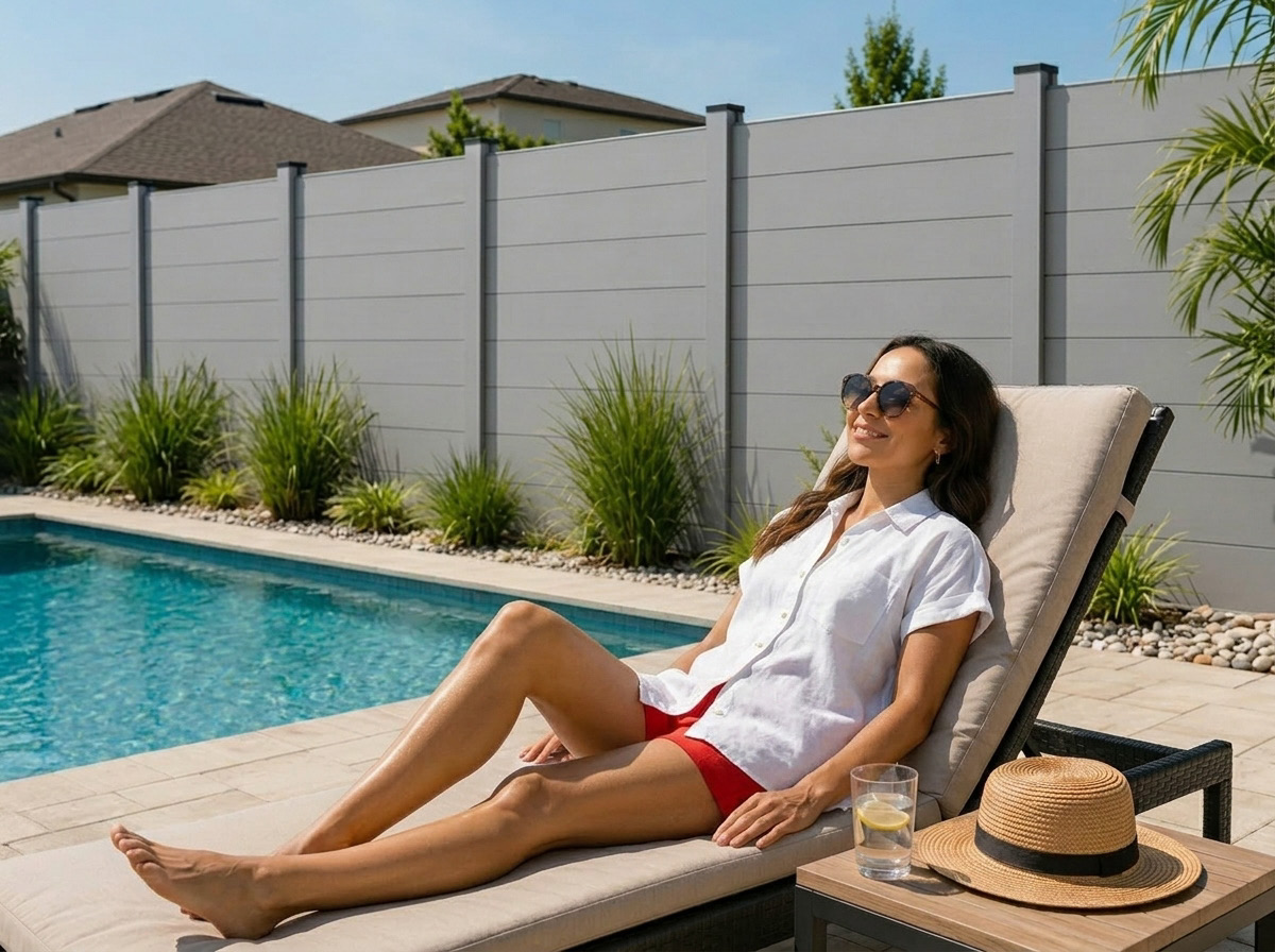 Poolside aluminum privacy fence